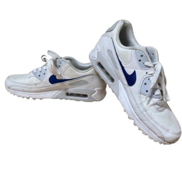 Nike Air Max 90 White with Blue Swoosh Size 9 / 40.5 - Picture 1 of 11